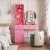 Pink Modern Simple Hair Desk, Multi Layer Storage Space view 1