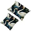 2Pcs Art Swan Flower-1595 Pocket Cosmetic Bag for Purses, Waterproof Makeup Bag Cosmetic Pouch, Portable No Zipper Makeup Bag view 1