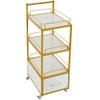 Beauty Salon Storage Trolley Cart,with Lockable Rolling Wheels,Metal e Marbled Board,Drawer Barber Salon Furniture,White view 2