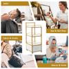 Beauty Salon Storage Trolley Cart,with Lockable Rolling Wheels,Metal e Marbled Board,Drawer Barber Salon Furniture,White view 3