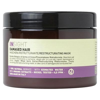Insight Restructurizing Mask for Damaged Hair with Restorative Phytocomplex & Organic Wheat Germ Extract for Deep Repair & Body 16.9 Fl. Oz. / 500 mL