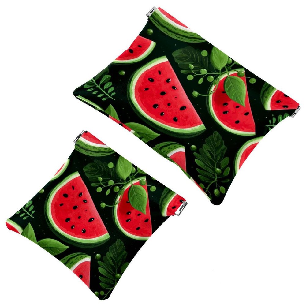 2Pcs Shrapnel Pouch for Purse, Cartoon Watermelon-19 Waterproof Makeup Bag, Portable Pouch for Women Gifts