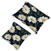 2Pcs White Daisy-251 Pocket Cosmetic Bag for Purses, Waterproof Makeup Bag Cosmetic Pouch, Portable No Zipper Makeup Bag view 1