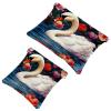 2Pcs Flowers and Swans-1586 Pocket Cosmetic Bag for Purses, Waterproof Makeup Bag Cosmetic Pouch, Portable No Zipper Makeup Bag view 1