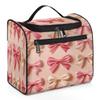Adornori Bow Travel Toiletry Bag for Women Large Capacity Wide-open Makeup Organizer Cosmetic Travel Bags for Toiletries, Cute view 1
