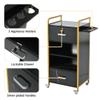 Locking Salon Storage Cabinet,Beauty Barber Salon Styling Station Organizer Equipment with 3 Hair Dryer Holder, 2 Drawers for Beauty Spa Barber Shop,Black view 3
