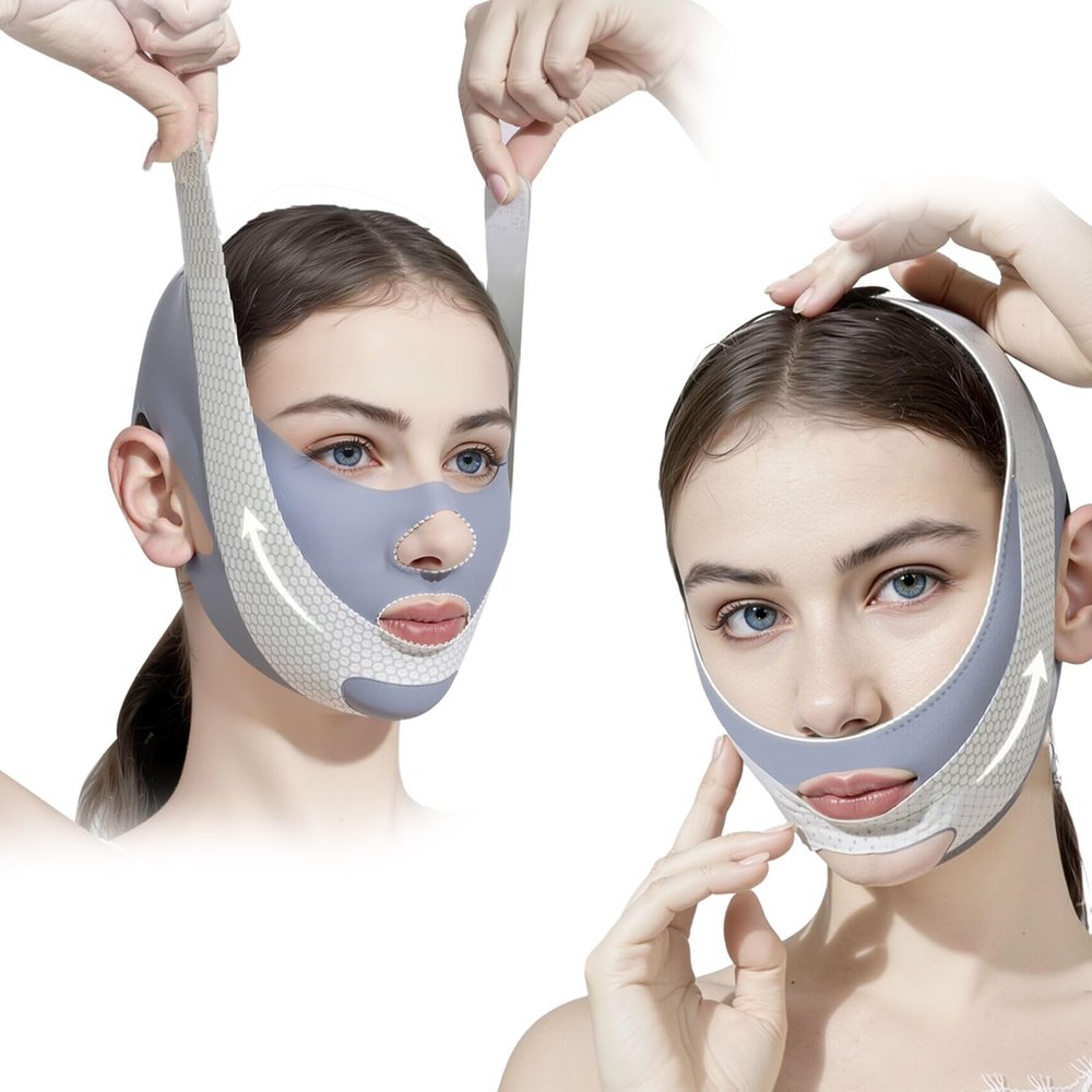 2 Pack V Line Lifting Mask with Chin Strap for Sleeping, Reusable Chin Strap for Double Chin for Women, Adjustable Chin Strap, Jaw Exerciser