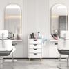 4 Layer Salon Storage Cabinet,Beauty Barber Salon Styling Station Organizer Equipment,Hair Stylist Station Set with 2 Hair Dryer Holders,4 Drawers and Raised Table Legs view 1