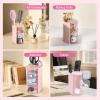 Pink Hair Accessory Organizer, 3-Layer Clear Hair Accessories Organizer Rotatable Small Jewelry Box for Clip Earring Necklaces, The Latest Gift for A Girl. view 4