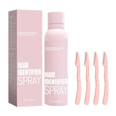 Hair Identifier Spray for Face Shaving & Dermaplaning Kit - Skin Moisturizing Spray with Precision Razor, Exfoliating Skincare Set, Peach Fuzz Removal Gift for Women