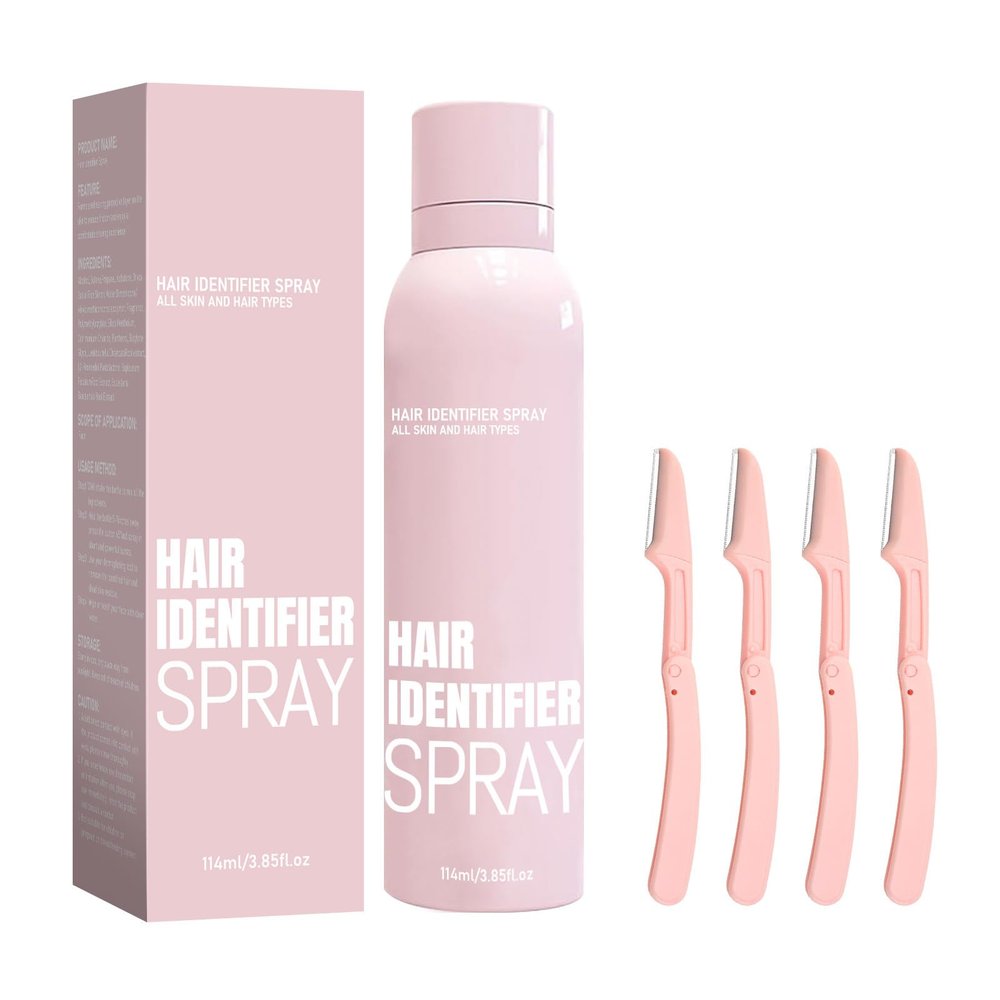 Hair Identifier Spray for Face Shaving & Dermaplaning Kit - Skin Moisturizing Spray with Precision Razor, Exfoliating Skincare Set, Peach Fuzz Removal Gift for Women
