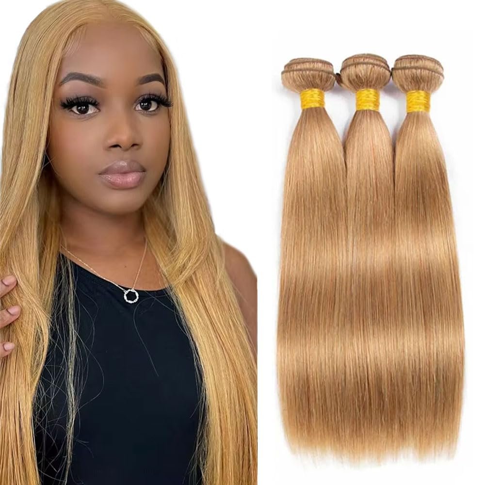 30 32 34 Inch Raivide Color #27 Bundle Honey Blonde Straight Human Hair Bundles 300G Color 27 Straight Bundles Human Hair Honey Blonde Bundle