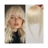 100% Human Hair Bangs Clips in Air Fringe Bangs Hairpiece Hair Extension 4.5inch(Platinum) view 1