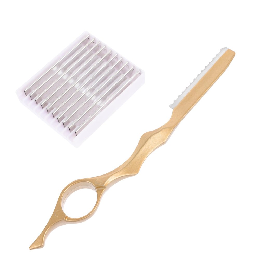 ELAYARD Manual Hair Thinning Razor Set with 10 Blades Hair Cutting Shaver for Salon and Home Use Professional Barber Tool