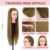 28" Mannequin Head With Hair Cosmetology Manikin Practice Braiding Doll Head For Hair Styling Training Head For Braiding Hairdressing With Free Wig Head Stand Hair Styling Tools Set (Golden) view 2