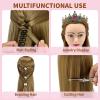 28" Mannequin Head With Hair Cosmetology Manikin Practice Braiding Doll Head For Hair Styling Training Head For Braiding Hairdressing With Free Wig Head Stand Hair Styling Tools Set (Golden) view 3