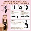 28" Mannequin Head With Hair Cosmetology Manikin Practice Braiding Doll Head For Hair Styling Training Head For Braiding Hairdressing With Free Wig Head Stand Hair Styling Tools Set (Golden) view 4