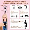 28" Mannequin Head With Hair Cosmetology Manikin Practice Braiding Doll Head For Hair Styling Training Head For Braiding Hairdressing With Free Wig Head Stand Hair Styling Tools Set (multicolour) view 4