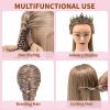 28" Mannequin Head With Hair Cosmetology Manikin Practice Braiding Doll Head For Hair Styling Training Head For Braiding Hairdressing With Free Wig Head Stand Hair Styling Tools Set (light brown) view 3