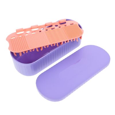 ABOOFAN Box Makeup Tools Storage Holder Brush Cleaner Cleaning Make up Brushes Holder Makeup Brush Organizer Cleaner Container Makeup Tools Cleaner Purple Pp