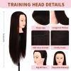 28" Mannequin Head With Hair Cosmetology Manikin Practice Braiding Doll Head For Hair Styling Training Head For Braiding Hairdressing With Free Wig Head Stand Hair Styling Tools Set (Dark brown) view 2
