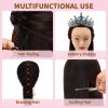 28" Mannequin Head With Hair Cosmetology Manikin Practice Braiding Doll Head For Hair Styling Training Head For Braiding Hairdressing With Free Wig Head Stand Hair Styling Tools Set (Dark brown) view 3