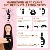 28" Mannequin Head With Hair Cosmetology Manikin Practice Braiding Doll Head For Hair Styling Training Head For Braiding Hairdressing With Free Wig Head Stand Hair Styling Tools Set (Dark brown) view 4