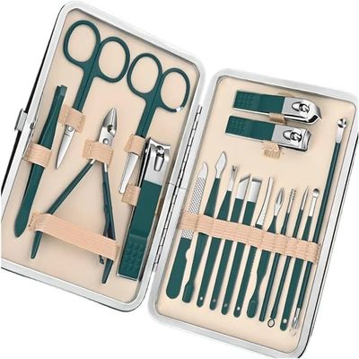UHKOIXDFGQA Nail Clippers Set Travel Manicure and Pedicure Kit with Beauty Tools Portable Grooming Case for Home(Green)