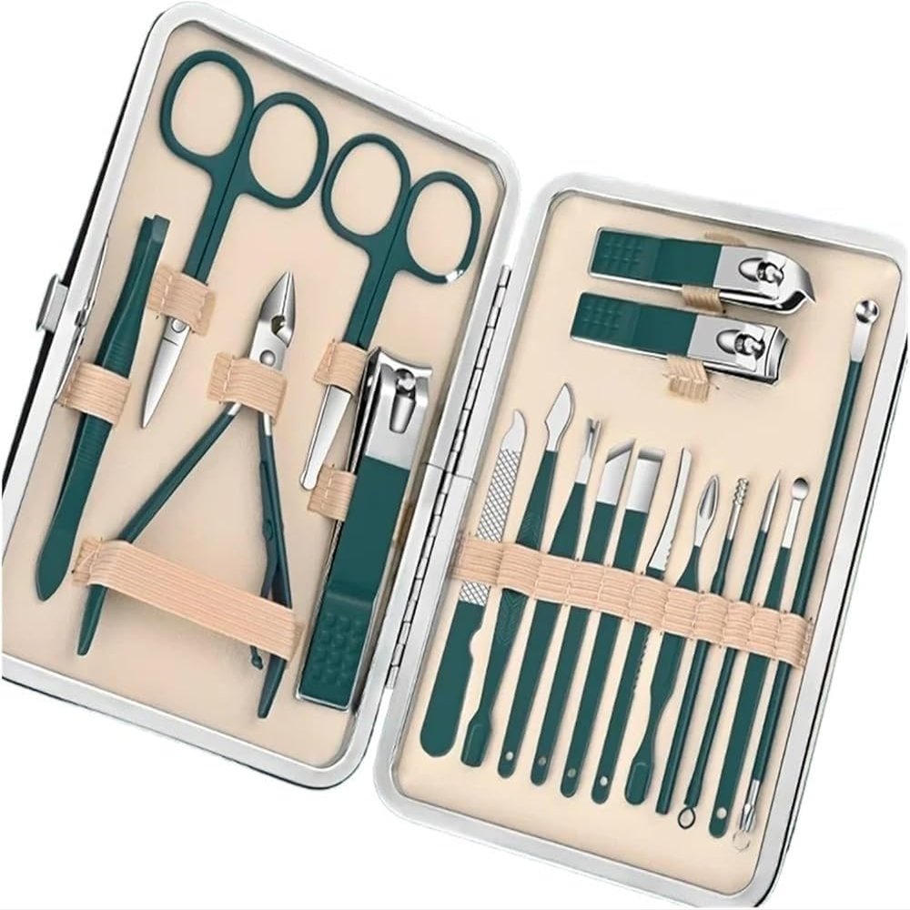 UHKOIXDFGQA Nail Clippers Set Travel Manicure and Pedicure Kit with Beauty Tools Portable Grooming Case for Home(Green)