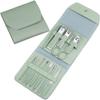 UHKOIXDFGQA Green Nail Clipper Set with Eyebrow Clipper Manicure Tools Folding Bag and Nail Decoration Complete Grooming Kit view 1