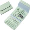 UHKOIXDFGQA Green Nail Clipper Set with Eyebrow Clipper Manicure Tools Folding Bag and Nail Decoration Complete Grooming Kit view 2