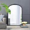 30" x 65" Hand Carved Rose Antique Mirror e, Large Arch Mirror Wall Decor for Living Room, Bathroom, Entryway(Black) view 1