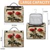 Adornori Red Rose Travel Toiletry Bag for Women Large Capacity Wide-open Makeup Organizer Cosmetic Travel Bags for Toiletries, Rose Floral view 2