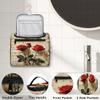 Adornori Red Rose Travel Toiletry Bag for Women Large Capacity Wide-open Makeup Organizer Cosmetic Travel Bags for Toiletries, Rose Floral view 3