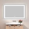 48 x 36 Inch Frameless Rectangular LED Bathroom Vanity Mirror with Touch Sensor, Anti Fog, and 3 Color Options in Silver view 1