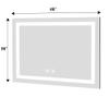 48 x 36 Inch Frameless Rectangular LED Bathroom Vanity Mirror with Touch Sensor, Anti Fog, and 3 Color Options in Silver view 3