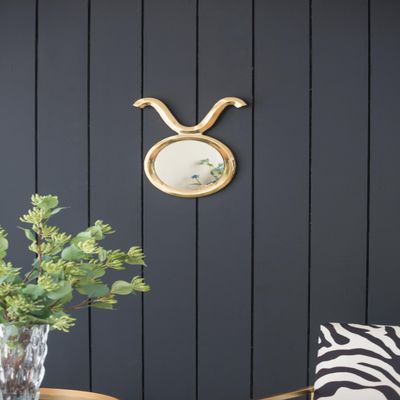 12.5" x 16" Modern Gold Round Mirror with Aluminum e, Wall Decor for Entryway Living Room Hallway