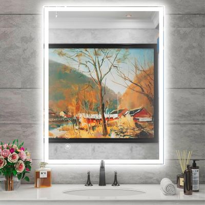 36"x28"Dimmable LED Bathroom Mirror Wall Mounted Anti Fog Waterproof Vanity Mirror