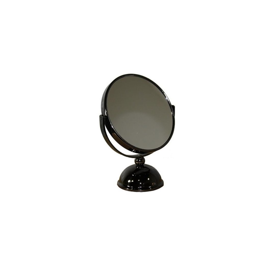 5.5" Diameter Chrome Make Up Mirror, x5 Magnification, Black