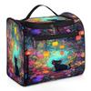 Adornori Cute Travel Toiletry Bag for Women Large Capacity Wide-open Makeup Organizer Cosmetic Travel Bags for Toiletries, Cat view 1