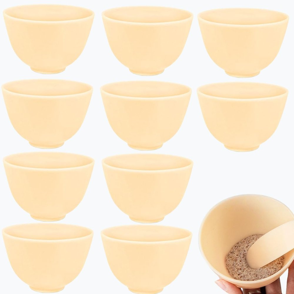 10 Pcs Diy Face Mask Mixing Bowl, Home Use Silicone Facial Mask Mixing Bowls Set Plastic Facial Mask Mixing Masks Set - DIY Skincare Mixing Tool Kit (Yellow-10Pcs)