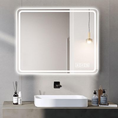 40x32 Inch LED Bathroom Mirror Vanity Mirrors with Front Lights Wall Mounted Anti Fog Frameless Make Up Mirror with Light 5 mm Copper Free Silver Mirror Horizontal or Vertical