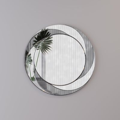 24 inch Wall Mounted Silver Decorative Round Wall Mirror for Home, Living Room, Bedroom, Entryway