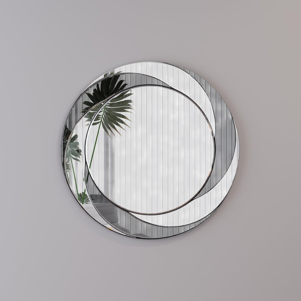 24 inch Wall Mounted Silver Decorative Round Wall Mirror for Home, Living Room, Bedroom, Entryway