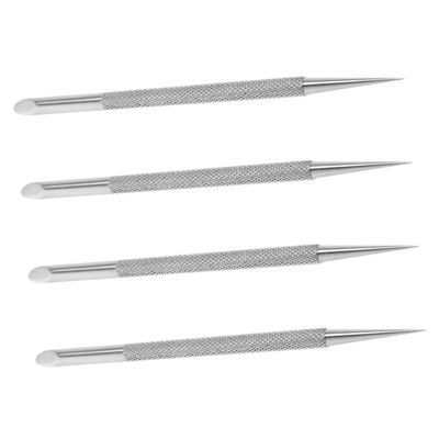 DECOMELODY 4pcs Precision Cuticle Pusher Dual Ended Cuticle Pusher Tool for Pedicure Manicure Stainless Steel Nail Cleaner Remover for Fingernails Toenails