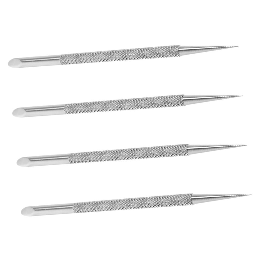 DECOMELODY 4pcs Precision Cuticle Pusher Dual Ended Cuticle Pusher Tool for Pedicure Manicure Stainless Steel Nail Cleaner Remover for Fingernails Toenails