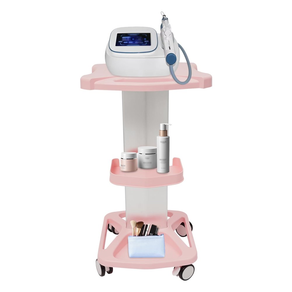 Beauty Salon Trolley Cart, 3 Tier Spa Rolling Trolley with 360Rotation Wheels, SPA Storage for Homes, Barber Stores, Clinics, Restaurants, Labs (Pink)