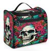 Adornori Sugar Skull Floral Travel Toiletry Bag for Women Large Capacity Wide-open Makeup Organizer Cosmetic Travel Bags for Toiletries view 1