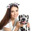 Delfd Dalmatian Ears Headband Women  Fluffy Dog Ears Headband Adult  Black and White Dalmatian Dog Costume for Women Adult Halloween or Costume Party view 2