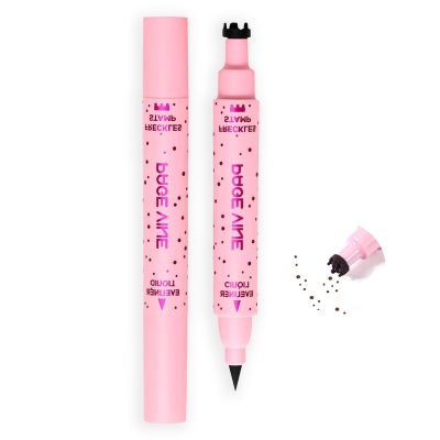 2 in 1 Fake Freckles Pen Stamp & Black Eyeliner,Freckles Stamp and Liquid Eyeliner Pencil Kit,Faux Freckles Stain Maker Pen for Sunkissed Makeup Natural Lifelike(Medium)
